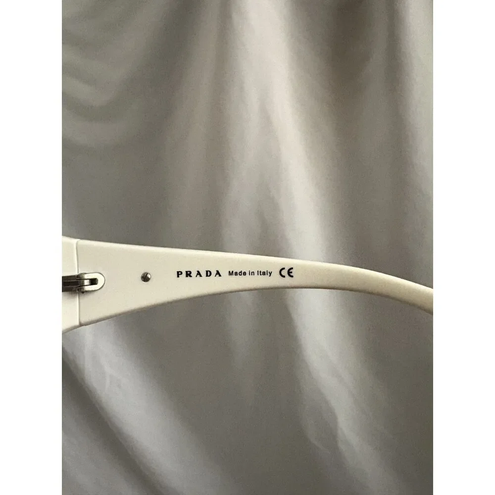 Authentic Prada 2000s 'SPR12G' Sports Wrap Mask Shield Sunglasses White Gradient
